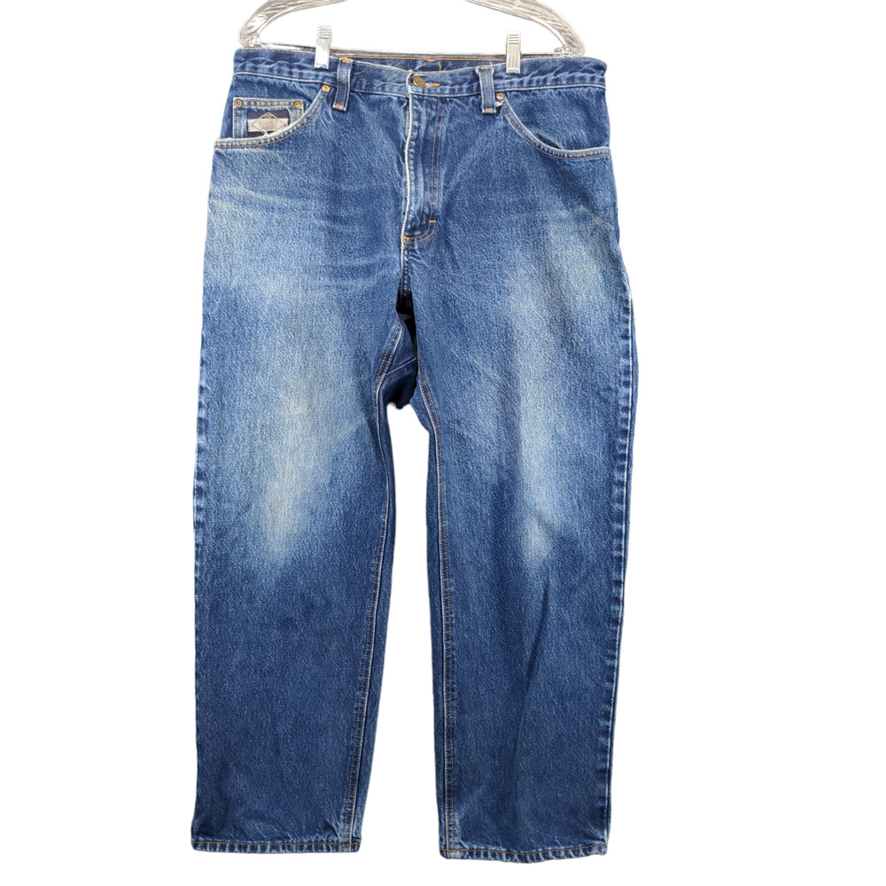 Diamond Gusset Men's Straight Leg Jeans Blue 37x27 Medium Wash Denim 5-Pocket